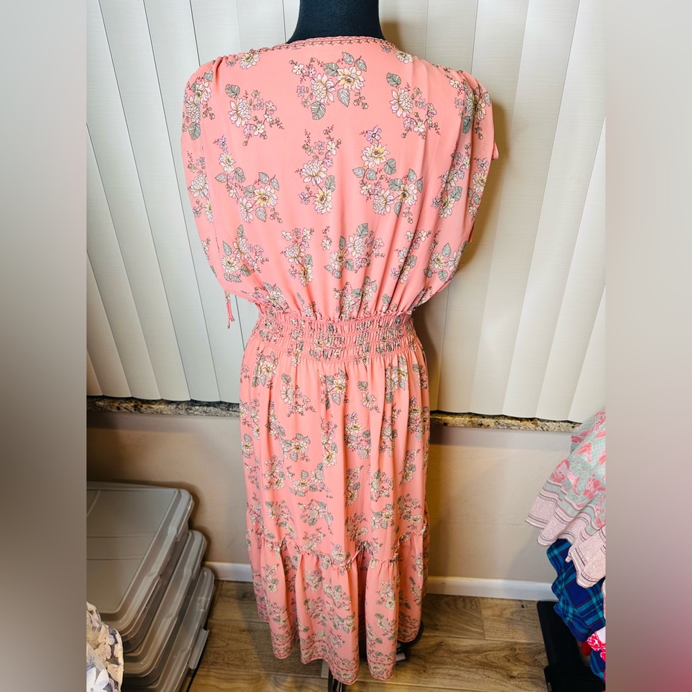 Max Studio Floral Pink Ruffled Tiered Maxi Dress Size XL - Picture 5 of 8